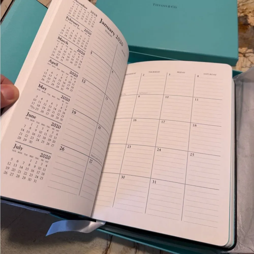 Tiffany & Co Large Black Leather Blue Box 2019 Journal Planner New Never Used